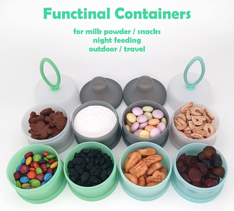 LADISO Baby Formula Dispenser, Formula Container, Portable Milk Powder Dispenser Container, Baby Feeding Travel Storage Container, Non-Spill Stackable Baby Snack Storage Container, BPA Free, 2 Packs - Image 2